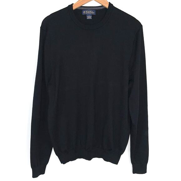 Brooks Brothers Other - SOLD 💕Brooks Brothers Extra Fine Italian Merino Wool Crew Neck Black Sweater